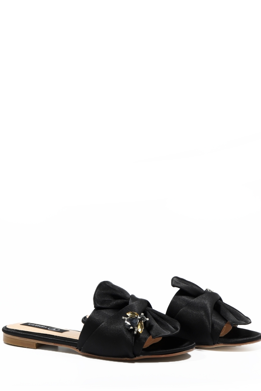 Petro Women's Slippers Black Satin