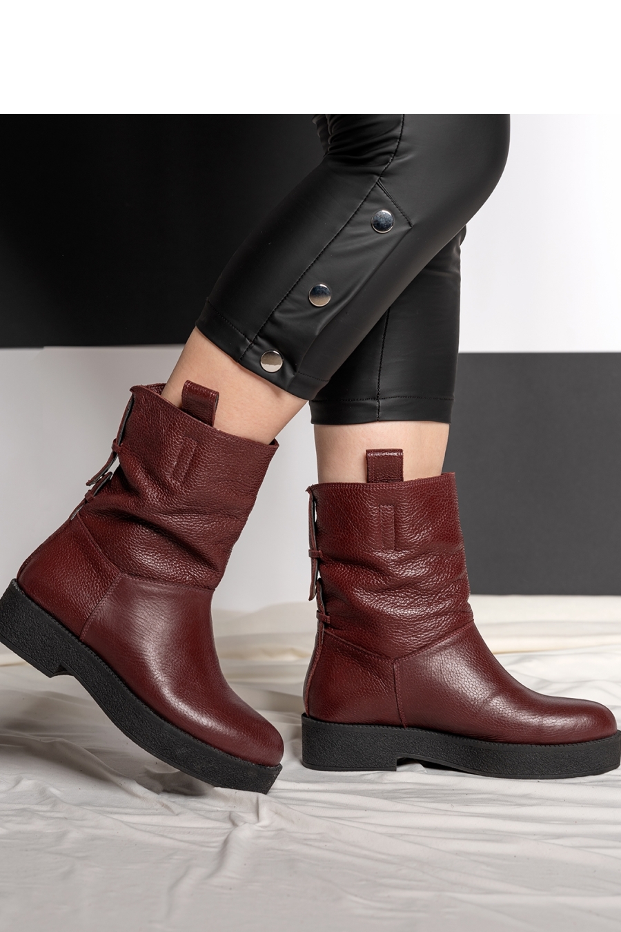 Tina Genuine Leather Women's Boots Burgundy