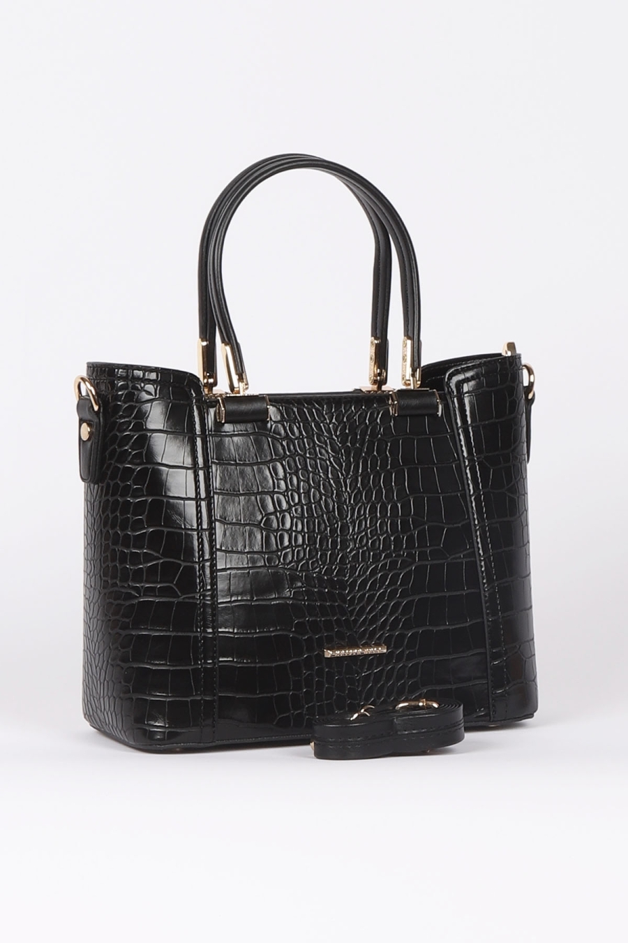 Lucetta Women Shoulder Bag Black Croco Printed