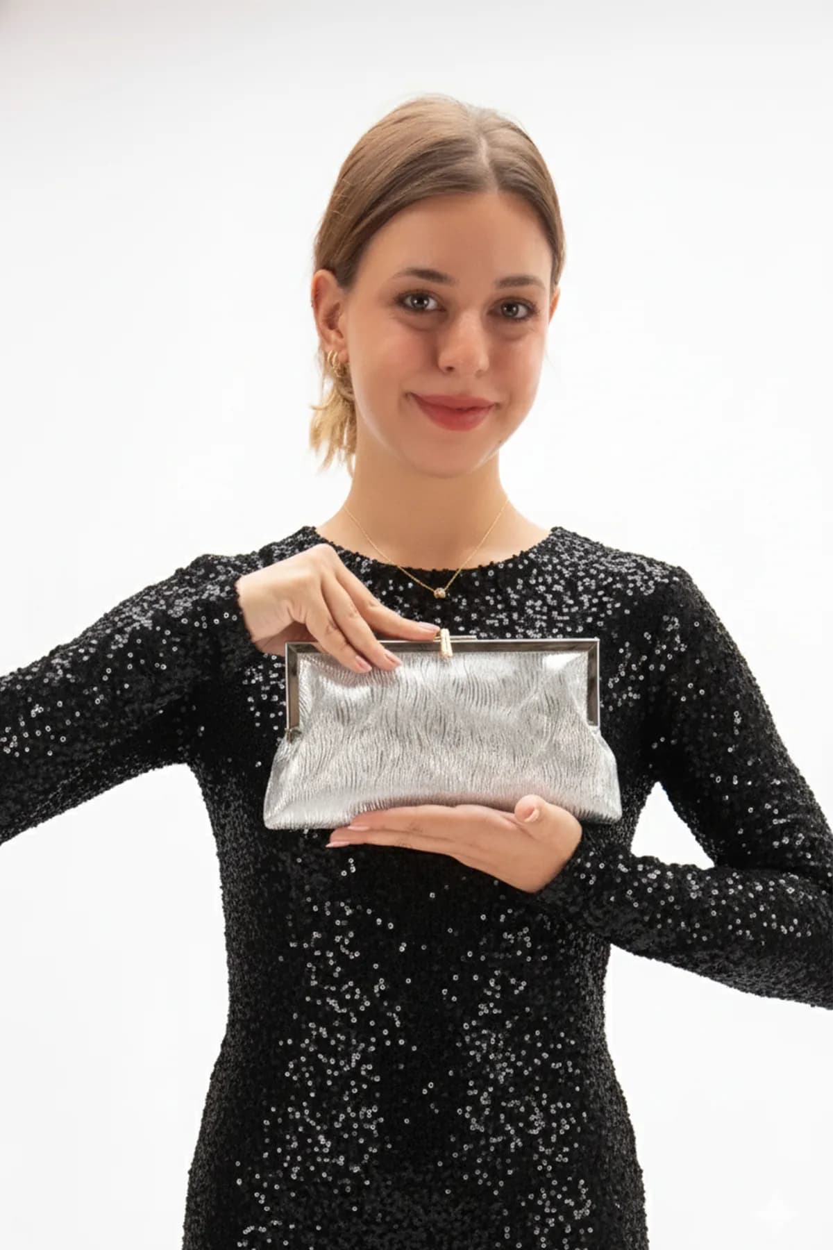 Renira Kadın Abiye El Çantası Gümüş