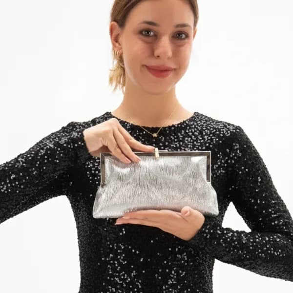 Renira Kadın Abiye El Çantası Gümüş