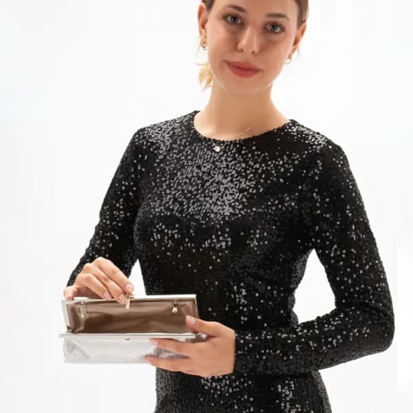 Renira Kadın Abiye El Çantası Gümüş